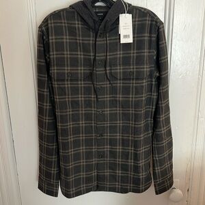Vince NWT Redwood Plaid Hooded Long Sleeve, size Small